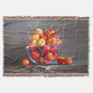 Cherry Still Life in Glass Stretched Canvas Print Filt