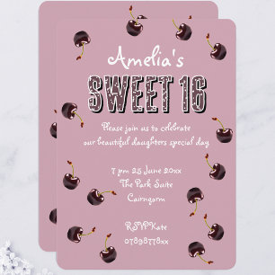 Cherry Sweet 16 Personlig Party Inbjudningar
