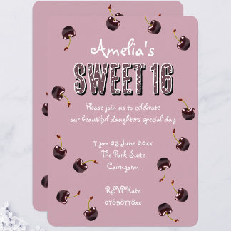 Cherry Sweet 16 Personlig Party Inbjudningar