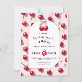 Cherry Sweet 1-års inbjudan