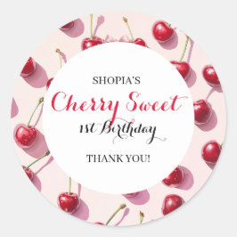 Cherry Sweet 1st Birthday Runt Klistermärke