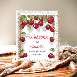 Cherry Sweet Baby Shower Välkomstskum Board Poster