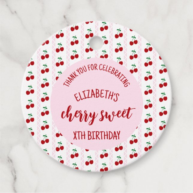 Cherry Sweet Birthday Gåvor Etiketter (Framsida)