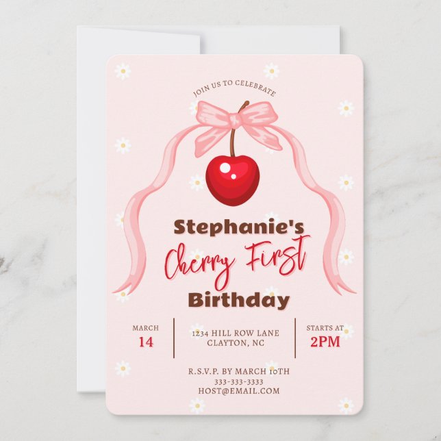 Cherry Sweet Birthday Inbjudningar (Framsida)