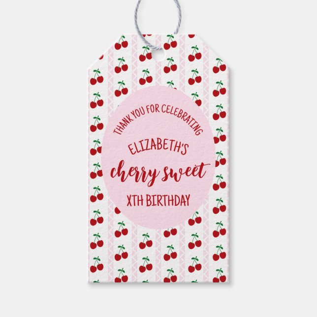 Cherry Sweet Birthday Presentetikett (Framsidan)