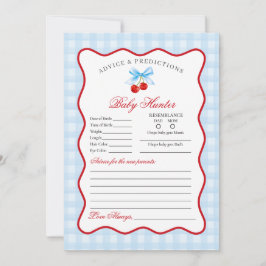 Cherry Sweet Blue Coquette Advice för Baby Card Inbjudningar
