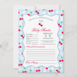 Cherry Sweet Blue Coquette Advice för Baby Card Inbjudningar