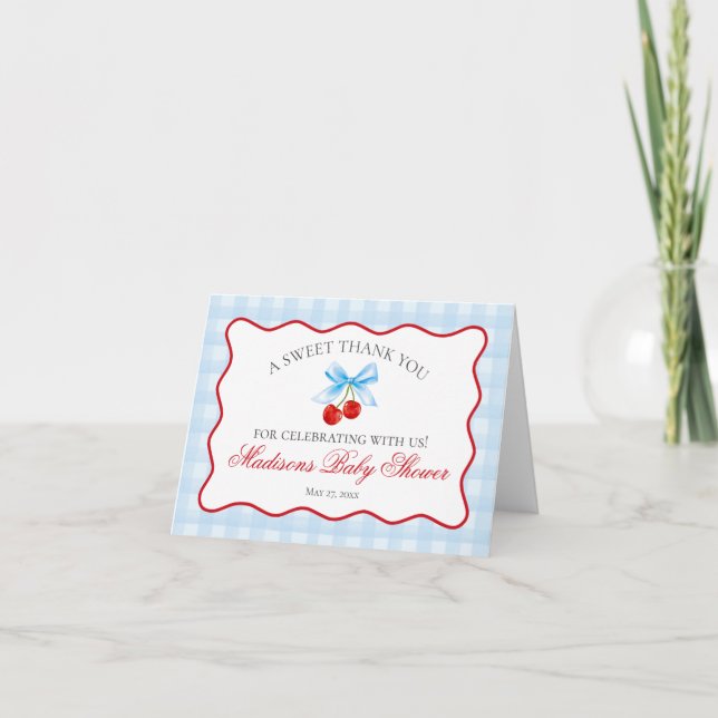 Cherry Sweet Blue Coquette Baby tackkort (Framsida)