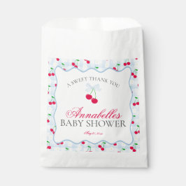 Cherry Sweet Blue Coquette Bow Baby Shower Dessert