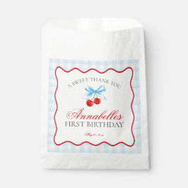 Cherry Sweet Blue Coquette Bow Birthday Dessert