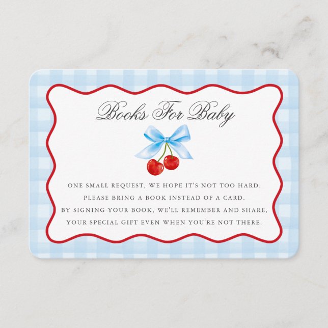 Cherry Sweet Blue Coquette Bow Bokar för Baby Card Tilläggskort (Framsida)