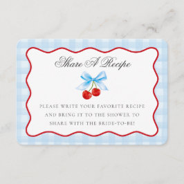 Cherry Sweet Blue Coquette Bow  ett receptkort Tilläggskort