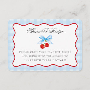 Cherry Sweet Blue Coquette Bow  ett receptkort Tilläggskort
