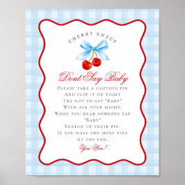 Cherry Sweet Blue Coquette Bow säger inte Baby Poster