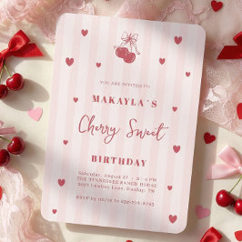 Cherry Sweet Coquette Girl Birthday Inbjudningar