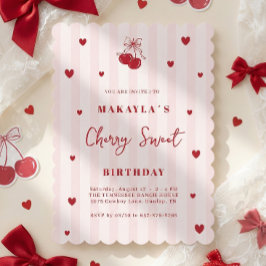 Cherry Sweet Coquette Girl Birthday Inbjudningar