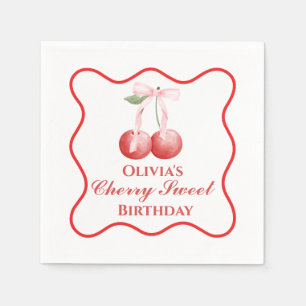 Cherry Sweet födelsedag Rosa Bandy Gingham Pappersservett