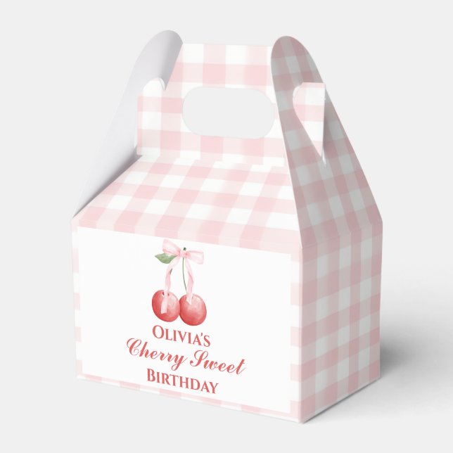 Cherry Sweet födelsedag Rosa Bandy Gingham Presentaskar (Framsidan Sidan)