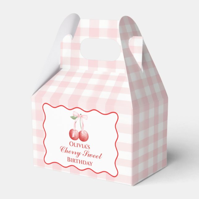 Cherry Sweet födelsedag Rosa Bandy Gingham Presentaskar (Framsidan Sidan)