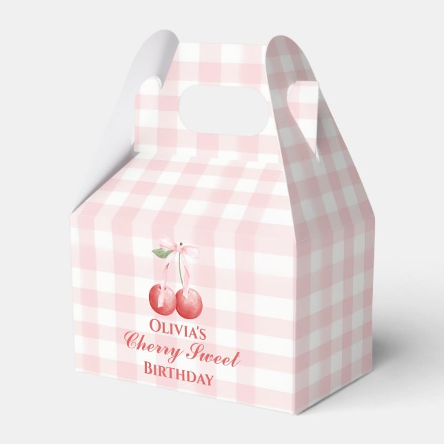 Cherry Sweet födelsedag Rosa Bandy Gingham Presentaskar (Framsidan Sidan)