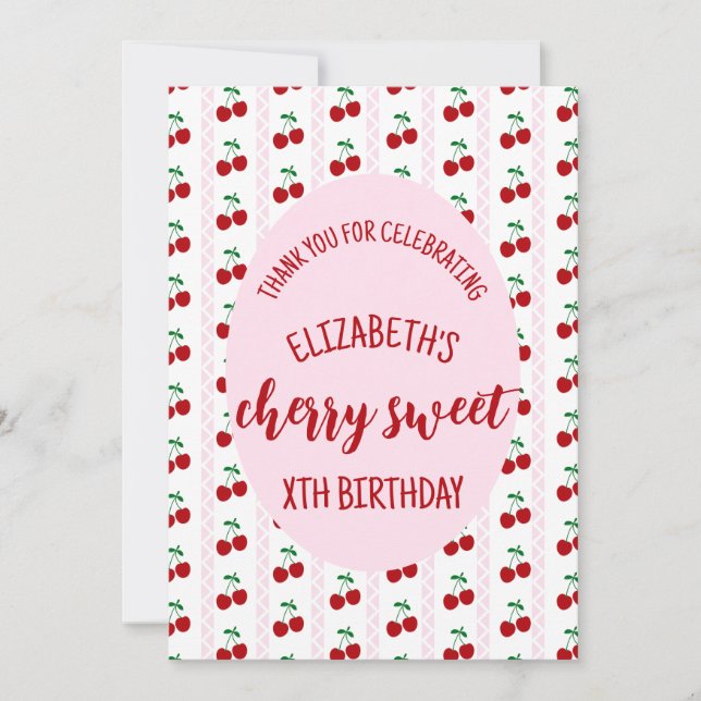 Cherry Sweet Födelsedag Tack Kort (Framsida)