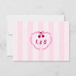 Cherry Sweet Pink Bröllopsdusch Monogram Tack Kort
