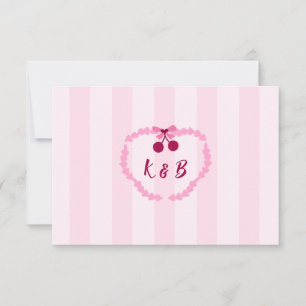 Cherry Sweet Pink Bröllopsdusch Monogram Tack Kort