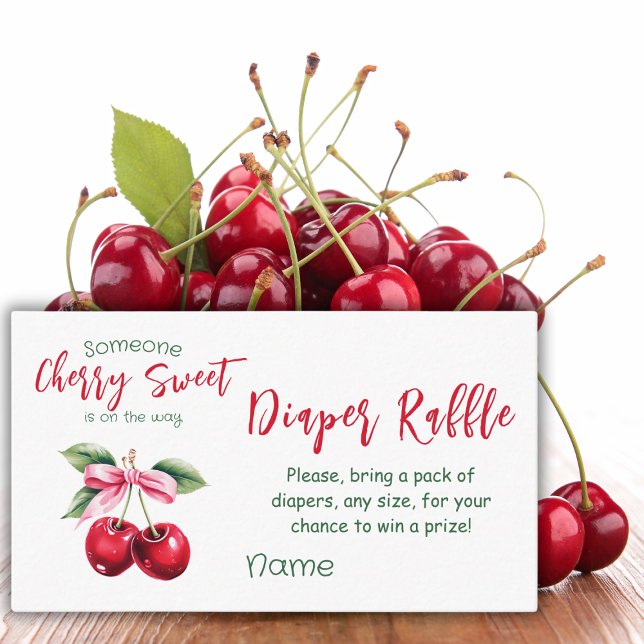 Cherry Sweet Rosa Bow Baby Shower Game Diaper Tilläggskort (Skapare uppladdad)