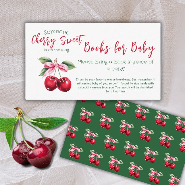 Cherry Sweet Rosa Bow Bok for Baby Shower Game Tilläggskort (Skapare uppladdad)