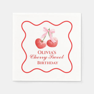 Cherry Sweet Rosa Bow Gingham Pappersservett