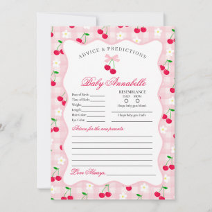 Cherry Sweet Rosa Coquette Advice för Baby Card Inbjudningar