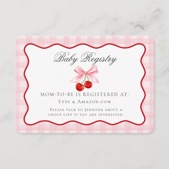 Cherry Sweet Rosa Coquette Bow Baby registerkort Tilläggskort (Framsida)