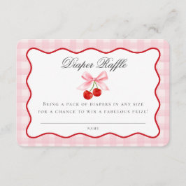 Cherry Sweet Rosa Coquette Bow Diaper Raffle Card Tilläggskort