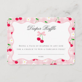 Cherry Sweet Rosa Coquette Bow Diaper Raffle Card Tilläggskort
