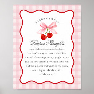 Cherry Sweet Rosa Coquette Bow Diaper Thouaper Poster