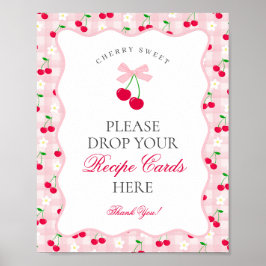 Cherry Sweet Rosa Coquette Bow  ett recept-tecken Poster