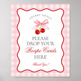 Cherry Sweet Rosa Coquette Bow  ett recept-tecken Poster