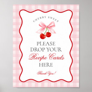 Cherry Sweet Rosa Coquette Bow ett recept-tecken Poster