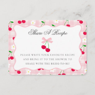 Cherry Sweet Rosa Coquette Bow  ett receptkort Tilläggskort