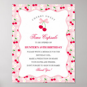 Cherry Sweet Rosa Coquette Bow Gingha Time Capsule Poster