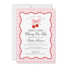 Cherry Sweet Rosa Coquette Bow Gingham Baby Shower