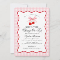 Cherry Sweet Rosa Coquette Bow Gingham Baby Shower