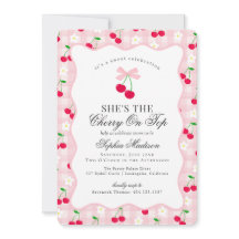 Cherry Sweet Rosa Coquette Bow Gingham Baby Shower