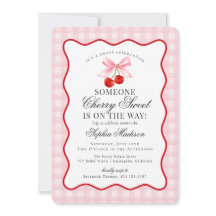 Cherry Sweet Rosa Coquette Bow Gingham Baby Shower
