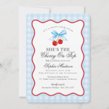 Cherry Sweet Rosa Coquette Bow Gingham Baby Shower