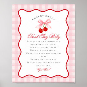Cherry Sweet Rosa Coquette Bow säger Baby Sign Poster