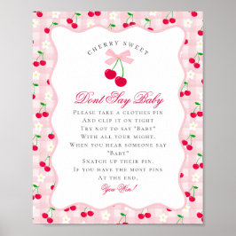 Cherry Sweet Rosa Coquette Bow säger Baby Sign Poster
