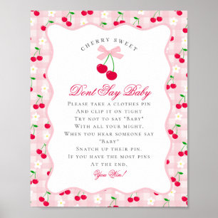 Cherry Sweet Rosa Coquette Bow säger Baby Sign Poster