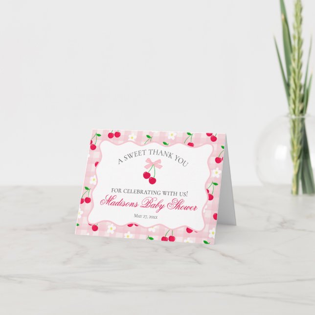 Cherry Sweet Rosa Coquette Bow - tackkort (Framsida)