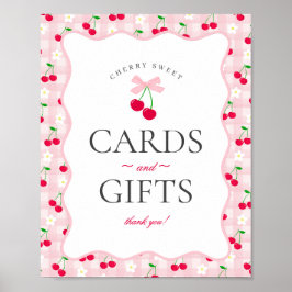 Cherry Sweet Rosa Coquette Gingham Cards & Gifts Poster